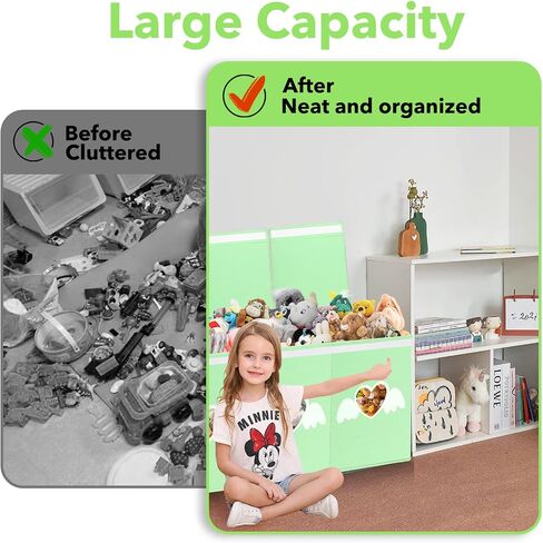 Toy Box for Girls,Extra Large Toy Storage Organizer Bins with Star Transparent Windows,Sturdy Handles and Mesh Bag, Foldable Storage Box for Nursery, Playroom, Bedroom(Pink) in Saudi Arabia