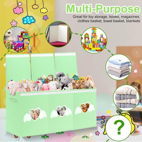 Toy Box for Girls,Extra Large Toy Storage Organizer Bins with Star Transparent Windows,Sturdy Handles and Mesh Bag, Foldable Storage Box for Nursery, Playroom, Bedroom(Pink) in Saudi Arabia