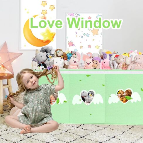 Toy Box for Girls,Extra Large Toy Storage Organizer Bins with Star Transparent Windows,Sturdy Handles and Mesh Bag, Foldable Storage Box for Nursery, Playroom, Bedroom(Pink) in Saudi Arabia
