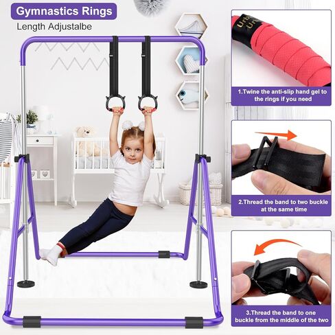 Gymnastic Bars for Kids with Adjustable Height, Folding Gymnastic Training Kip Bar, Junior Expandable Horizontal Monkey Bar for Home in Kuwait