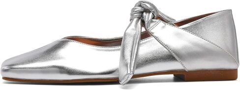 Silver Bow Ballet Flats Shoes for Women Bow Tie Slip On Mary Jane Flats Square Toe Casual Dress Ballerina Shoes in Saudi Arabia