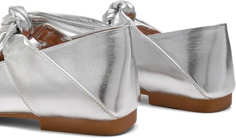 Silver Bow Ballet Flats Shoes for Women Bow Tie Slip On Mary Jane Flats Square Toe Casual Dress Ballerina Shoes in Saudi Arabia