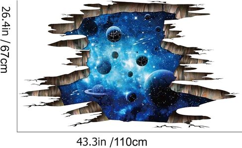 3D Space Floor Sticker,Blue Galaxy Wall Decal-Removable Mural for Kids Bedroom Living Room Milky Way Decorations in Kuwait