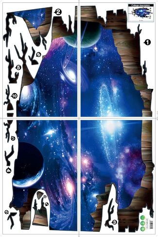 3D Space Floor Sticker,Blue Galaxy Wall Decal-Removable Mural for Kids Bedroom Living Room Milky Way Decorations in Kuwait