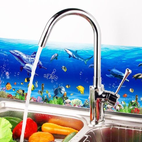 Removable Creative DIY 3D The World Under Sea Wall Decals for Kids Room Bedroom Nursery Room Cute Fish Blue Dolphin Seagrass Coral Wall Art Decor Decal Stickers for Window Bathroom Classroom in Kuwait