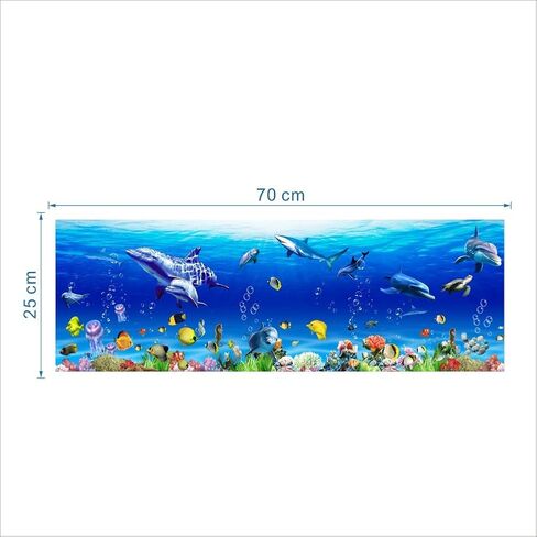 Removable Creative DIY 3D The World Under Sea Wall Decals for Kids Room Bedroom Nursery Room Cute Fish Blue Dolphin Seagrass Coral Wall Art Decor Decal Stickers for Window Bathroom Classroom in Kuwait