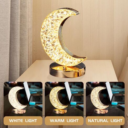 Crtivetoys مصباح طاولة القمر لغرفة النوم، ضوء ليلي رومانسي للقمر مع 3 أوضاع ألوان قابلة لإعادة الشحن تعمل باللمس، LED بجانب المصباح لغرفة المعيشة والحضانة وديكور المكتب in Kuwait