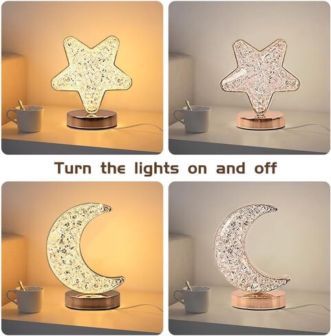 Crtivetoys مصباح طاولة القمر لغرفة النوم، ضوء ليلي رومانسي للقمر مع 3 أوضاع ألوان قابلة لإعادة الشحن تعمل باللمس، LED بجانب المصباح لغرفة المعيشة والحضانة وديكور المكتب in Kuwait