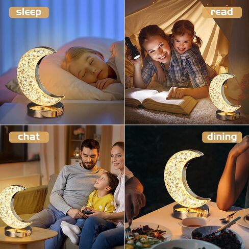 Crtivetoys مصباح طاولة القمر لغرفة النوم، ضوء ليلي رومانسي للقمر مع 3 أوضاع ألوان قابلة لإعادة الشحن تعمل باللمس، LED بجانب المصباح لغرفة المعيشة والحضانة وديكور المكتب in Kuwait