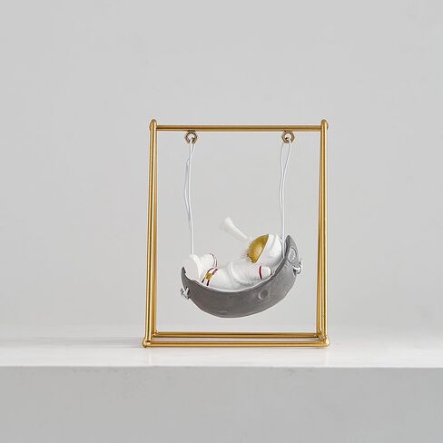 تمثال صغير لرائد الفضاء AWNR، منحوتة كتاب قراءة رائد الفضاء لسطح المكتب وغرفة المعيشة وديكور سطح الطاولة، زخرفة طاولة كوكب رائد الفضاء من الراتنج لغرفة النوم ورف حامل التلفزيون in Kuwait