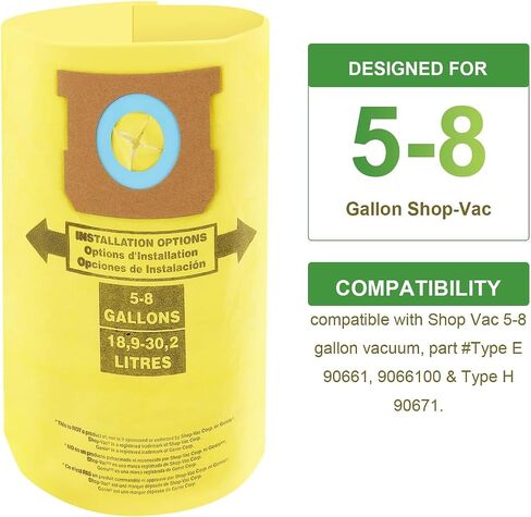 5 Pack Replacement Vacuum Filter Bags Type E for Shop Vac 5-8 Gallon Vacuum, Replace Part 9066100 90661 906-61 90671 9067100 Dry Vacuum Dust Collection Filter Bags in Saudi Arabia