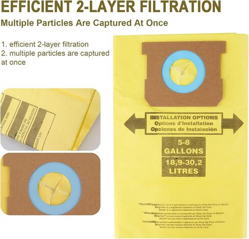 5 Pack Replacement Vacuum Filter Bags Type E for Shop Vac 5-8 Gallon Vacuum, Replace Part 9066100 90661 906-61 90671 9067100 Dry Vacuum Dust Collection Filter Bags in Saudi Arabia