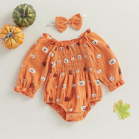Newborn Baby Girl Outfit Cute Romper Long Sleeve Ruched Bodysuit Comfy Outfits Baby Girl Clothes in Saudi Arabia