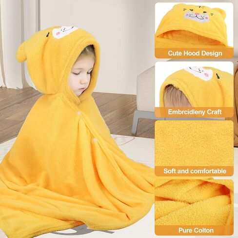 Toddler Bath Towel, Baby Hooded Towel, Ultra Absorbent Soft Shower Towel, Unisex Baby Bath Towel, Baby Towels with Hood for Kids Boys Girls, 27.5" x 55" (Purple-Rabbit) in Saudi Arabia
