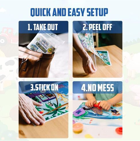 40 Pack Disposable Placemats for Baby, 3 Design Pack Baby Eating Mat, 12" x 18" Sticky Kids Placemat, Toddler Place mat for Restaurants, Plastic Kids Placemats for Dining Table in Saudi Arabia