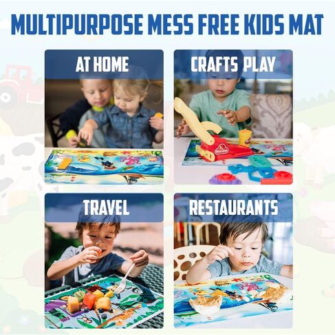 40 Pack Disposable Placemats for Baby, 3 Design Pack Baby Eating Mat, 12" x 18" Sticky Kids Placemat, Toddler Place mat for Restaurants, Plastic Kids Placemats for Dining Table in Saudi Arabia
