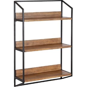 Kate and Laurel Hylton Modern Glam 3-Tier Floating Wall Shelf, 18 x 7 x 28, White and Gold, Charming Tiered Shelving with Three Levels for Display and Storage