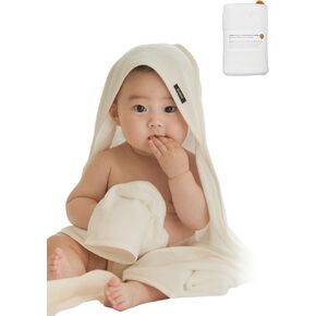 Konny Baby Apron Bath Towel Newborn Essentials Cloths - New Cream (0M - 3Y)