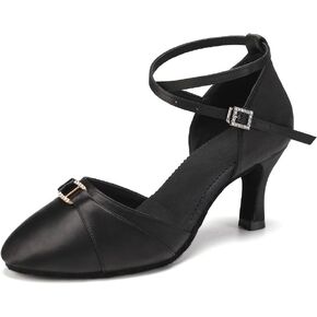 Women's Latin Ballroom Dance Shoes Closed Toe Smooth Salsa Dance Practice Performance Social Dance Shoes,Model 3527