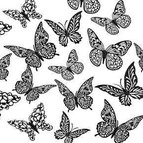 3D Gold Butterfly Wall Decor 3 Sizes 3 Styles Butterfly Party Decorations Cake Decorations Removable Stickers Wall Decor Room Mural Metallic Kids (Gold, 48Pcs)