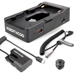 NP-F Battery Adapter Plate Compatible with NP-F970 F960 F770 F750 F570 F550 Battery + BMPCC 4K and 6K DC Cable and LP-E6 Dummy Battery to Power Blackmagic Pocket Cinema Camera 4K/6K.