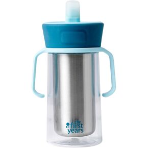The First Years CoolCore Insulated Toddler Straw Cup - Transitional Toddler Trainer Cup Converts to Water Bottle with Spill Proof Lid - 8 Ounces - Ages 12 Months and Up