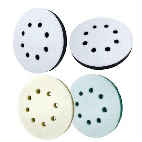 4 Pcs 5 Inch 8 Holes Foam Interface Pads,Soft Medium Hard 3 Varying Degrees Combination Foam Sanding Pads for Irregular and Buffing or Curved Surface Sanding