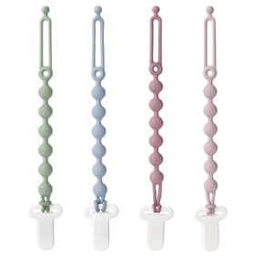 4 Pack Silicone Pacifier Clips, One-Piece Food Grade Silicone Pacifier Holder Clips for Boys & Girls, Essential Baby Newborn Teethers Toys Clips, Perfect Shower, Birthday, Christmas Gift
