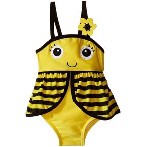 Toddler Bee Baby Girls Flower Flounced One Piece Tankini Swimsuit Swimwear 1-7Years