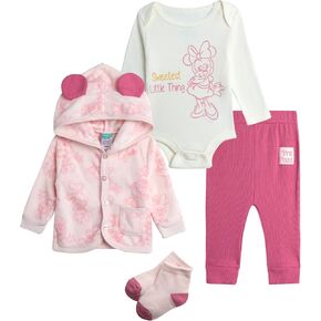 Disney Baby Boys and Girls Take Me Home Set - 4 Piece Unisex Infant Bodysuit, Hooded Jacket, Pants, and Socks (Sizes: 0-9M)