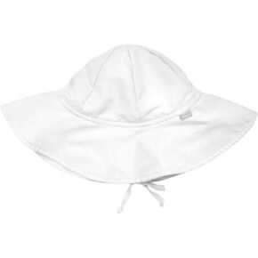 i play. by green sprouts Baby & Toddler Brim Sun Protection Hat | All-day UPF 50+ sun protection for head, neck, & eyes, White, 9-18 Months