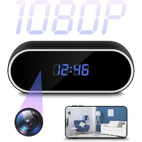WiFi Hidden Camera Clock HD 1080P Spy Cameras Wireless Indoor Security Surveillance Camera Small Nanny Cam with Motion Detection, Remote Viewing for Home and Office, No Audio