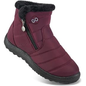 DUOYANGJIASHA Snow Boots for Women Winter Warm Ankle Booties Waterproof Comfortable Slip On Outdoor Fur Lined Lining Zipper Womens Snow Boots