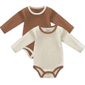 Jimonda Baby Bodysuit, 100% Organic Cotton Infant Long Sleeve Romper Gender Neutral Baby Clothes