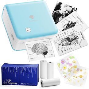 Phomemo Sticker Printer- Print Pods Mini Printer Thermal Sticker Maker Bluetooth Printer for Study Notes, Photos, List, Stickers, Gift, Cyan
