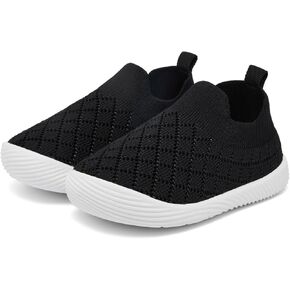 MORENDL Toddler Shoes Baby Walking Sock Shoes Non-Slip Breathable Boys & Girls Sneakers Infant Tennis Shoes Mesh Black 9-12Months