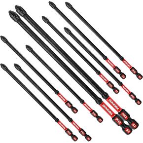 Impact Tough Mixed #1#2#3 Phillips D2 Steel Long Extension Insert Driver Bits, 40Pack 1/4 Inch Hex Shank Long Cross Magnetic PH1/PH2/PH3 Screwdriver Bits Set