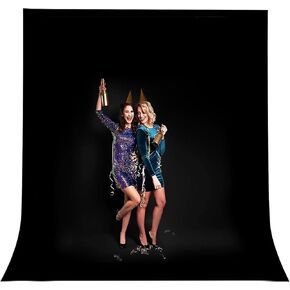 10x20ft Black Backdrop for Photography, Pure Polyester Black Photo Booth Backdrop Collapsible Black Screen Curtain with for Portrait Photoshoot, Party and Video