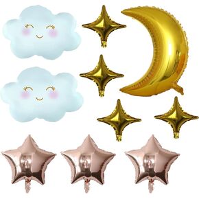 Birthday Balloons Set Moon Cloud Star Foil Balloons for Baby Shower Gender Reveal Birthday Wedding Party Decorations Supplies