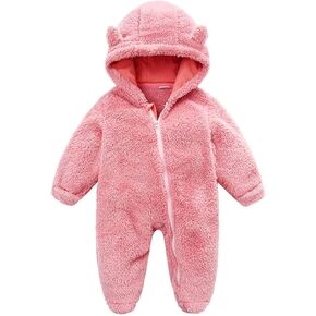 CAHL&FAUO Newborn Baby Fleece Romper Infant Onesie Warm Jumpsuit Toddler Outfit