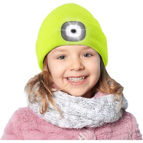 Etsfmoa Unisex Beanie with The Light,Gifts for Kids Boys and Girls Children USB Rechargeable Headlamp The Cap