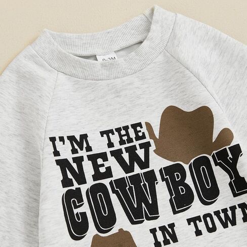 Sasaerucure Infant Baby Boy Western Clothes Newborn Cowboy Baby Outfit Baby Boy Long Sleeve Romper Winter Onesie in Kuwait