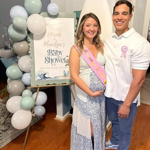 Mom to Be Sash & Dad to Be Badge, Blue Baby Shower Decorations Mom to Be Sash Baby Shower Sash Corsage Set for Pregnant Mommy Baby Shower Party Decorations in Saudi Arabia