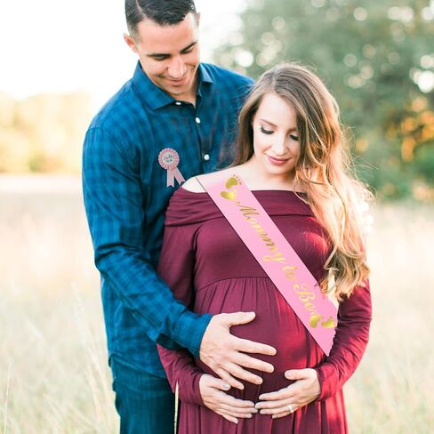 Mom to Be Sash & Dad to Be Badge, Blue Baby Shower Decorations Mom to Be Sash Baby Shower Sash Corsage Set for Pregnant Mommy Baby Shower Party Decorations in Saudi Arabia