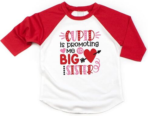 Bump and Beyond Designs Girls تمت ترقيتها إلى قميص الأخت الكبرى لعيد الحب للأطفال الصغار راجلان in Kuwait