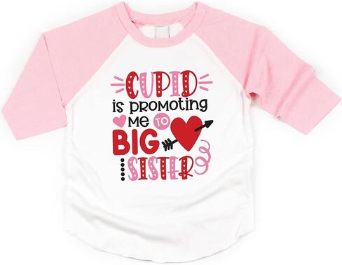 Bump and Beyond Designs Girls تمت ترقيتها إلى قميص الأخت الكبرى لعيد الحب للأطفال الصغار راجلان in Kuwait