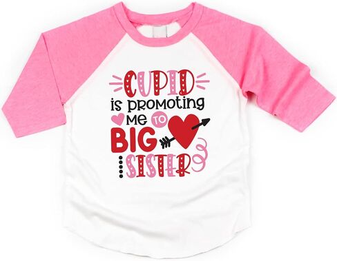 Bump and Beyond Designs Girls تمت ترقيتها إلى قميص الأخت الكبرى لعيد الحب للأطفال الصغار راجلان in Kuwait