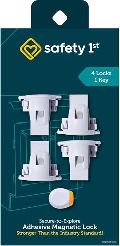 Safety 1ˢᵗ® Secure-to-Explore Adhesive Magnetic Locks, 2 Locks and 1 Key, White in Saudi Arabia