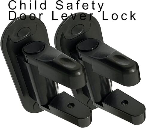 Door Lever Lock Child Proof - 2 Pack Black Door Locks for Kids Safety - Childproof Door Handles Lock with Adhesive in Kuwait