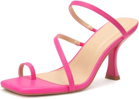 Carcuume Women's Square Toe Heeled Sandals Strappy Kitten Heels in Saudi Arabia